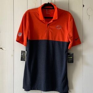 NWT Nike NFL Men's Two-Tone Orange and Black Chicago Bears Dri-Fit Polo